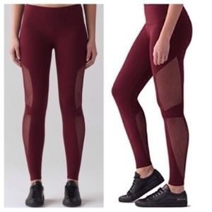 Red Burgundy Mesh Leggings Small 